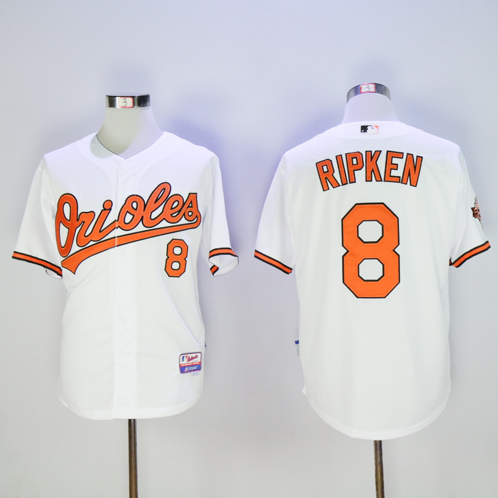 Men Baltimore Orioles #8 Cal Ripken White Throwback MLB Jerseys